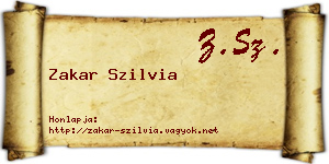 Zakar Szilvia névjegykártya